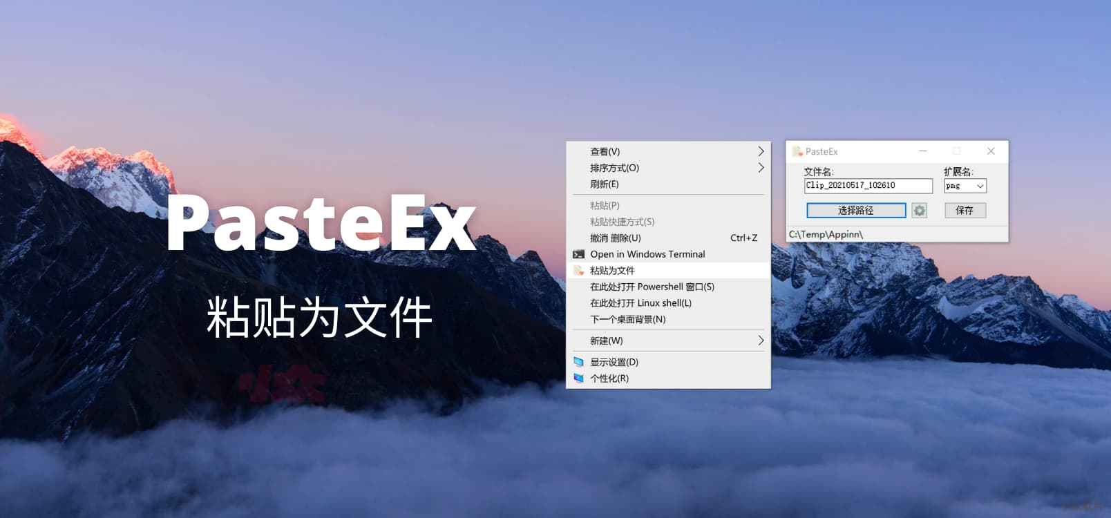 PasteEx - 把剪贴板的内容粘贴为文件，支持 txt、html、png、jpg 等格式[Win]