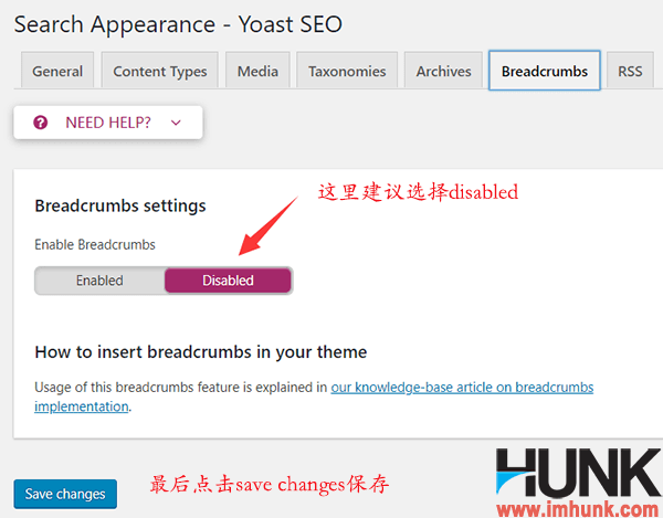 yoast seo插件search appearance子菜单之breadcrumbs菜单